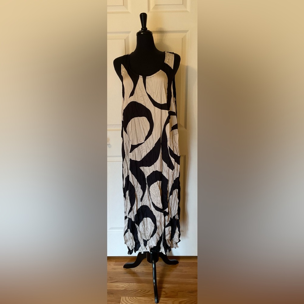 Alembica Ondine Plisse Cream Women’s Sleeveless Maxi Dress With Side Slits.